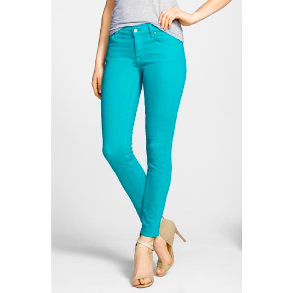 Teal skinny jeans